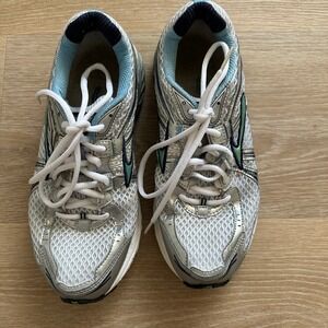 Brooks GTS Support Running Shoes Silver White Aqua Womens Size 9.5